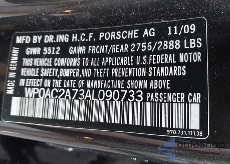 2010 Porsche Panamera Turbo from USA, damaged, VIN WP0AC2A73AL090733